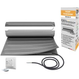 Wellker elektrische Fußbodenheizung TT SELECT Set Standard inkl. Thermostat analog Speziell zur schwimmenden Verlegung unter Klickvinyl im Badbereich entwickelt, anschlussfertige Heizmatte, energieeffizient, wartungsfrei