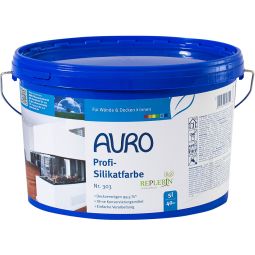 AURO Silikatfarbe weiß Nr. 303 Der Problemlöser bei schimmelanfälligen alkalischen Wänden wie Beton oder Putz, 5 Liter