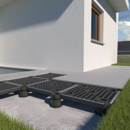 ferax SAFEST Komplett-Set für Beton und Estrich Doppelboden-System Komplett-Set für 5,4 m², höhenverstellbares System mit hoher Tragkraft, sauberem Fugenbild und zuverlässigem Plattenschutz