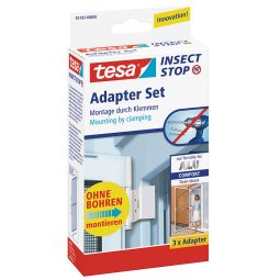 Tesa Fliegengitter Adapter-Set Türen Insektenschutz Anthrazit Praktisches Montageset für Insektenschutztüren, 3 Stück/Pack