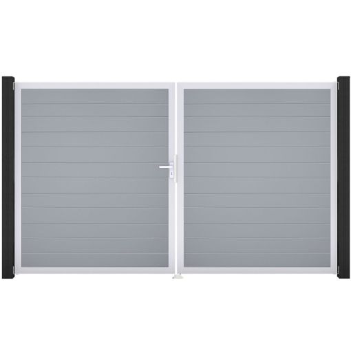 GroJa Doppeltor BasicLine schmal PVC-Steckzaun 2