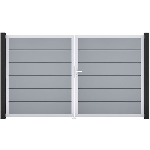 GroJa Doppeltor BasicLine Premium PVC-Steckzaun 2
