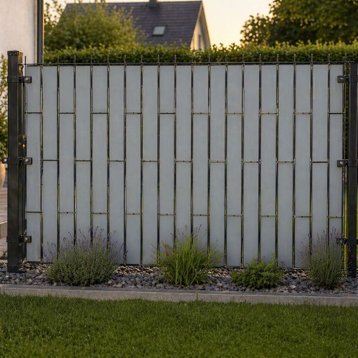 Sichtschutzstreifen Einstabmattenzaun Maschendrahtzaun vertikal grau 2