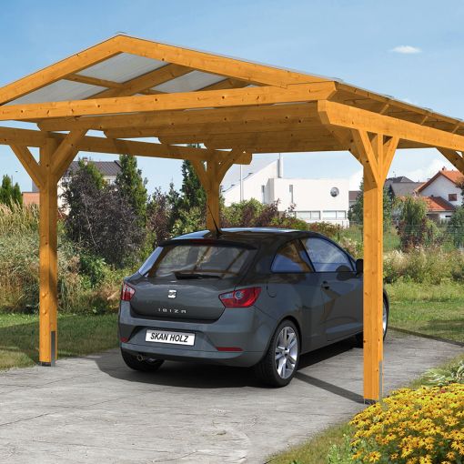 Skan Holz Einzelcarport Westerwald Eiche 2