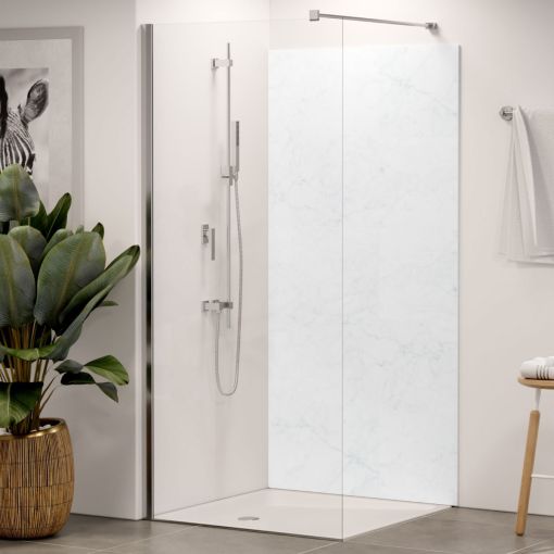 Winwall Duschrückwand Aluverbund Marmorplatten weiß 2