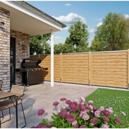 T&J Sichtschutzzaun LÄRK Lamellenzaun Lärche-Optik 4