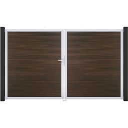 GroJa Doppeltor Solid Steckzaun Walnuss 4