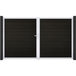 GroJa Doppeltor Solid Steckzaun Schwarz 4