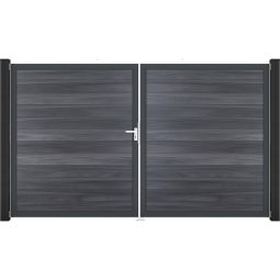 GroJa Doppeltor Solid Steckzaun Steingrau 5