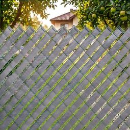 Sichtschutzstreifen Einstabmattenzaun Maschendrahtzaun vertikal grau 3