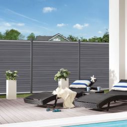 TraumGarten WPC-Sichtschutzzaun Rundum-Sorglos-Paket PLATINUM Grau 4