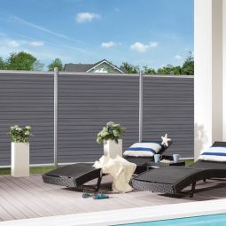 TraumGarten WPC-Sichtschutzzaun Rundum-Sorglos-Paket PLATINUM Grau 3