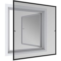 Windhager Insektenschutz Expert Rahmen Fenster 100x120 cm Anthrazit Bohrfreier Spannrahmen mit Griff, Dichtbürste und Keder