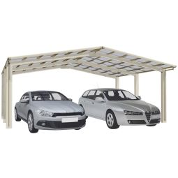 XIMAX Aluminium Carport Linea M Edelstahl-Optik Unterstand verschiedene Varianten, Doppelcarport mit Pultdach