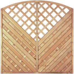 T&J Sichtschutzzaun Maxi-Diagonal Hochbogen mit Dekorgitter Sichtschutz Lamellenzaun Maxi-Diagonal Hochbogen mit Dekorgitter, 180x180/160 cm, kesseldruckimprägniert, geriffelte Lamellen und dekoratives Rankgitter