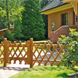 T&J Jägerzaun Holz Vorgartenzaun Jägerzaun aus imprägnierter Kiefer/Fichte mit Kreuzlattenstruktur, ohne Querriegel, in vier Größen erhältlich