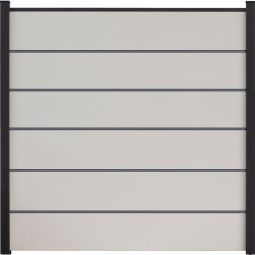 GroJa BasicLine Premium PVC-Steckzaun Sichtschutzzaun Weiss Sichtschutz Lamellenzaun Bausatz aus 6 Füllungen, 5 Lisenen, Distanzstücken und Abschlussprofil, 180x180x1,9 cm