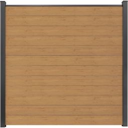 GroJa BasicLine schmal PVC-Steckzaun Sichtschutzzaun Asteiche Natur Sichtschutz Lamellenzaun Bausatz aus 12 schmalen Füllungen, Stahlverstärkungen, Abschlussprofil und 2 Distanzstücken, 180x180x1,9 cm