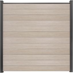 GroJa BasicLine schmal PVC-Steckzaun Sichtschutzzaun Sheffield Oak Sichtschutz Lamellenzaun Bausatz aus 12 schmalen Füllungen, Stahlverstärkungen, Abschlussprofil und 2 Distanzstücken, 180x180x1,9 cm