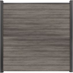 GroJa BasicLine schmal PVC-Steckzaun Sichtschutzzaun Monument Oak Sichtschutz Lamellenzaun Bausatz aus 12 schmalen Füllungen, Stahlverstärkungen, Abschlussprofil und 2 Distanzstücken, 180x180x1,9 cm