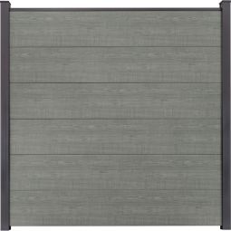 GroJa BasicLine PVC-Steckzaun Sichtschutzzaun Grey Ash Cut Sichtschutz Lamellenzaun PVC-folierte Profile, Bausatz inklusive Distanzstücke & Abschlussprofil, 180x180x1,9 cm