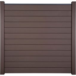 GroJa Solid Steckzaun Sichtschutzzaun Terra Sichtschutz Steckzaun Lamellenzaun Bausatz aus 12 Füllungen, 180x180x1,9 cm, inklusive Abschlussprofil und Distanzstück-Set 