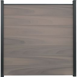 GroJa Solid Grande Steckzaun Sichtschutzzaun Bi-Color co-extrudiert Sichtschutz Steckzaun Lamellenzaun Bausatz aus 7 Füllungen, 180x180x1,9 cm, inklusive Distanzstück-Set und Abschlussprofil