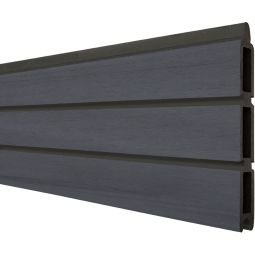 GroJa Solid Rhombus BPC-Steckzaun Sichtschutzzaun Steingrau co-extrudiert, Einzelprofil Sichtschutz Steckzaun Rhombuszaun 3-Brett-Optik, elegante Schattenfugen, viele Kombinationsmöglichkeiten, 180x30x1,9 cm