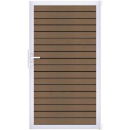 GroJa Einzeltor Solid Rhombus BPC-Steckzaun Teak co-extrudiert Elegante Schattenfugen und ein extravagantes Design, Aluminiumrahmen mit BPC Füllung, Größe 100x180x4 cm