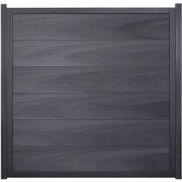 GroJa Viento Sichtschutzzaun Steingrau co-extrudiert mit Alu-Rahmen Anthrazit DB 703 Sichtschutz Lamellenzaun BPC-Designzaun, besonders stabil durch Aluminiumrahmen, individuelle Maßanfertigung möglich