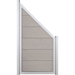 GroJa Viento Sichtschutzzaun Anschluss Bi-Color Sand mit Alu-Rahmen EV1 silber Sichtschutz Lamellenzaun BPC-Designzaun, besonders stabil durch Aluminiumrahmen, 90x180/90x4 cm