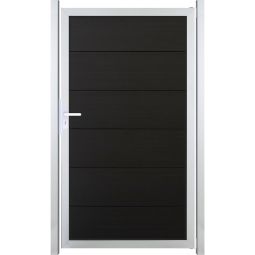 GroJa Einzeltor Viento Sichtschutzzaun Anthrazitgrau  Breite Nut- und Federprofile, stabiler Aluminiumrahmen, 100x180x4 cm groß