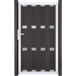 GroJa Einzeltor Fertigzaun Sichtschutzzaun Anthrazit Robuste BPC-Füllung mit hochwertigem Aluminiumrahmen, 100x180x4 cm (BxHxT), in drei Dekorfarben erhältlich