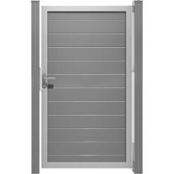 GroJa Einzeltor Lumino Aluminium Steckzaun Silbergrau  Hochwertige Materialien und edle Optik, Alu-Rahmen und Alu-Lamellen, pulverbeschichtet, 100x180x4 cm