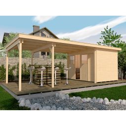 weka Loungehouse 225 A/B Gartenhaus mit überdachter Terrasse verschiedene Größen