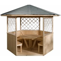 weka Pavillon 233 Holzpavillon 283x327cm, inkl. umfangreiches Zubehör, naturbelassen