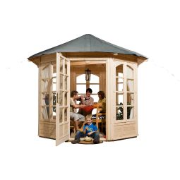 weka Pavillon 234 B Holzpavillon Gartenhaus 336x365cm, 7 Fensterelemente, naturbelassen