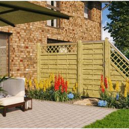 T&J Sichtschutzzaun Avantgarde mit Dekorgitter Sichtschutz Lamellenzaun Avantgarde Sichtschutzzaun mit Dekorgitter aus imprägnierter Kiefer/Fichte, mit Rankstäben und Edelstahlverschraubung in 6 Größen