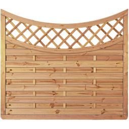 T&J Sichtschutzzaun Avantgarde mit Dekorgitterbogen Unterbogen Sichtschutz Lamellenzaun Avantgarde Sichtschutzzaun mit Dekorgitterbogen aus imprägnierter Kiefer/Fichte, mit Rankstäben und Edelstahlschrauben