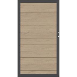 TraumGarten Sichtschutzzaun SYSTEM WPC CLASSIC Gartentor Sand/Anthrazit Aluminiumrahmen 66x40 mm, WPC-Classic-Profile, 98x180 cm, zwei Sichtseiten, DIN rechts oder links, inkl. Beschlagsatz