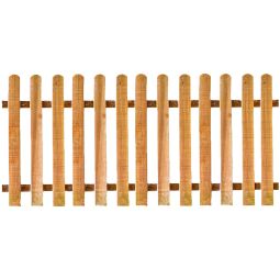 T&J Vorgartenzaun LUKA-Staketenzaun LUKA-Staketenzaun aus roher Eiche mit gerundeten Latten, Edelstahlschrauben und Pfosten mit Bischofsmütze, Maße: 200x100 cm