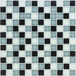 Wellker Glasmosaik Schwarz Grau Weiß 30x30 cm Mosaikfliesen 8 mm Für Innenbereich und Feuchtraum geeignet