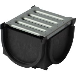 Wellker Eckelement mit Stegrost Stahl verzinkt für Kunststoffrinne schwarz