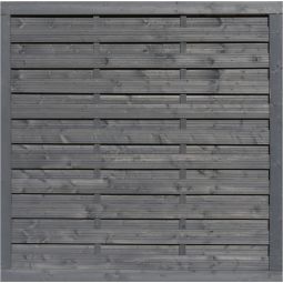 T&J Sichtschutzzaun NIGHTLINE Dichtzaun Sichtschutz Lamellenzaun NIGHTLINE Sichtschutzzaun 180x180 cm aus Kiefer/Fichte, dunkelgrau lasiert, 45x90 mm Rahmen, glatte 8,5x90 mm Lamellen