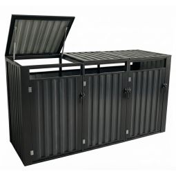 Wellker Mülltonnenbox 3er Metall anthrazit Mülltonnenverkleidung geeignet für alle gängigen Mülltonnen bis 240 Liter