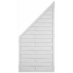 T&J Lamellenzaun LIGHTLINE Abschlusselement Sichtschutzzaun Weißes Abschlusselement aus Fensterkunststoff mit geflochtenen Lamellen 7x100 mm, pflegeleicht, wetterfest, mit Halter – links und rechts verfügbar