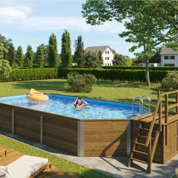 weka Massivholzpool 594 A Swimmingpool Sockelmaß 376x850 cm, inklusive Filter