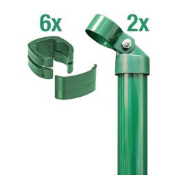 Alberts Zauneck-Set für Fix-Clip Pro® grün Stabile Ecklösung für Fix-Clip Pro Systeme, Rohstahl, zinkphosphatiert beschichtet, grün kunststoffbeschichtet RAL 6005