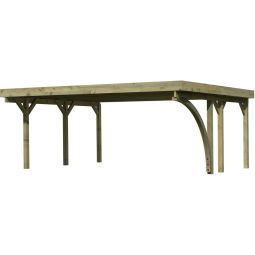 Karibu Doppelcarport Classic mit Rundbogen Unterstand verschiedene Größen, kesseldruckimprägniert, Pfostenstärke 90x90mm