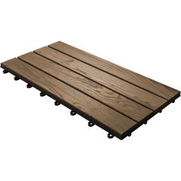 florco Klickfliese Thermo-Esche XL 4 Latten glatt Echtholz 30x60x2,8 cm, stabil und robust kombinierbares Klicksystem 